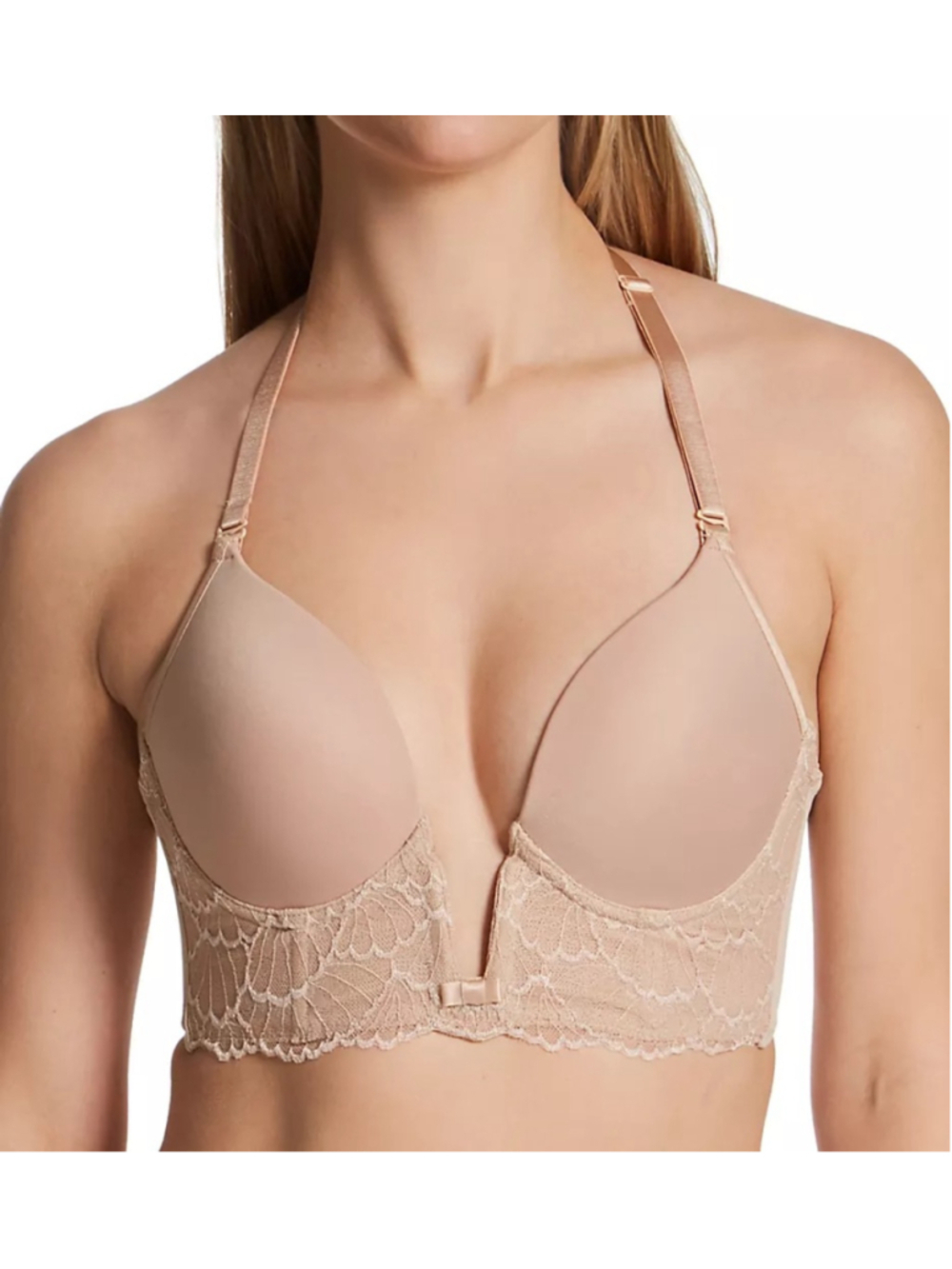 NWT Women's Va Bien-884 Plunge Basque Underwire Bra 36D Beige - Picture 2 of 11
